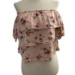 American Eagle  Outfitters Women Size XS Peach Floral Off The Shoulder (7-223P) Photo 0