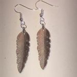 Handmade Silver Tone Boho Feather Earrings Photo 3