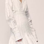 ISSUP Studios White Textured Dress Long Sleeve Flutter Skirt Size M Photo 0