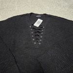 Torrid Black Lattice Lace-Up Dolman Ribbed Knit Pullover Sz 2 18-20 NWT Photo 3