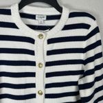 NEW J Crew Size Small Cotton Cardigan Sweater Lady Jacket Knit Navy Blue Striped Photo 1