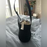 ZARA Black Straw Bucket Bag with Adjustable Strap Photo 1