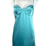 Wild Fable Blue Satin Sleeveless Smocked Bustier Silk Babydoll Slip Cami Dress M Photo 0