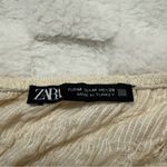 ZARA Cream Textured Balloon Puff Sleeve Crop Top Short Sleeve - Women’s Medium Photo 3