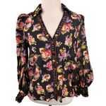 Alice + Olivia  Cosima Floral Print Silk Button Up Blouse Size Small Photo 0