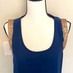 Blu Pepper ||Navy sleeveless top with bronze sequin accent on shoulders Photo 1