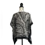 Talbots  Black White Silk Paisley Boxy Oversized Poncho Sheer Xs/s Boho Oversized Photo 4