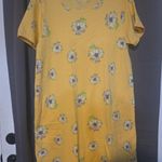 Sun Bay Yellow Floral Dress, Women's XL Vtg Print, Short Sleeve, Garden Party Photo 0