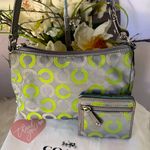 Coach RARE Small Madison Canvas Handbag Gray & Green Women's Bag and Wallet HTF Photo 1