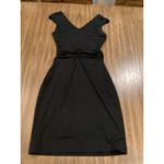 David Meister  ruched waist Bodycon simple black mini Dress V Neck Sleeveless 6 Photo 2