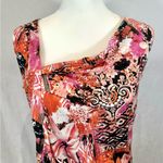 Alex Marie asymmetrical pleated neck abstract floral print top size medium Photo 1