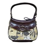 Nine West Nine & Co Purse Brown Yellow Floral Small Hand Bag Purse Faux Leather 8"x6" Photo 0
