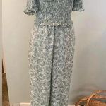 Mi Ami Short Sleeve Green Floral One Piece Women’s Small Pants Jumpsuit Photo 0