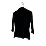 Eye Candy  Black Vintage Velvet 3/4‎ Sleeve Classic Chic Button Front Blouse M Photo 5
