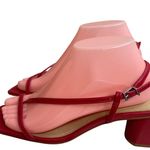 Schutz  Heloise Mid Block Leather Slingback Thong Dress Sandals red 7.5B EUC Photo 0