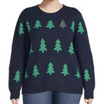 Holiday Time Navy Christmas Tree Ugly Sweater 1X (16W-18W) Sequin Detail NWT Photo 0