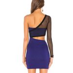 H:ours Revolve  Avalon Dress Mesh One‎ Shoulder Waist Cut Out Black Blue Violet M Photo 2