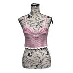Sweet Republic Pink Crochet Crop Top Size S | Open Knit Boho Hippie Cottegecore Photo 1