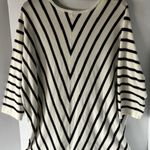 Chico's 3 XL Sweater Black White 3/4 Sleeve Chevron Knit Modern V Neck Classic Photo 2