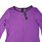 Worthington Purple Long Sleeve Rhinestone Embellished Zipper Neck Top Shirt L Photo 2