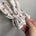 Frye Saltbreeze Combo Ivory/Brown Ruffled V-neckl/cuffs Long Sleeve Blouse M Photo 4