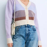 MINKPINK  Lavender Cropped Oversized Cardigan Sweater MEDIUM Colorblock Soft $109 Photo 0