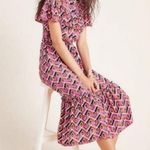 Anthropologie Corey Lynn Calter Annabel Pink Ruffle Shirt Dress Maxi Small Photo 1