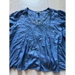 Terra & Sky  Top Womens 3XL Blue Chambray Pleated Western Preppy Casual‎ Career Photo 2