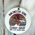 NFL  Inspired Denver Broncos Girl Keychain With Pom-Pom New Photo 1