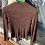 Vintage Confessions Quarter zip turtleneck top, Large Brown Photo 2