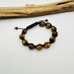 Matte Tiger's Eye Bead Stone Cord Bracelet Brown Photo 2