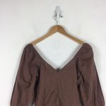 ASOS NWT  Design Brown Linen Puff Sleeve Ruched Front Mini Dress Size 8 Photo 13