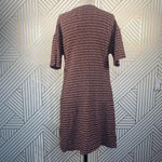 ZARA  Tweed Pink Orange Stripe Tie‎ Neck Short Sleeve Mini Dress Size Small Photo 7