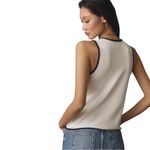 Anthropologie  Black Trim Color Block White  Button Front Vest‎ Stretch Crepe XL Photo 1