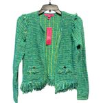 Lilly Pulitzer  Simora Fringe Cardigan Evergreen Exotic Tweed Size XS NWT Photo 3