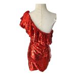 Leith  asymmetrical one shoulder red sequins dress Medium Photo 3