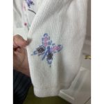 Vintage Butterfly Beaded Flower Embroidered Cardigan Size Small Grannycore White Photo 5