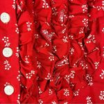 Pendleton Red Blouse Dainty Floral Short Sleeve Retro Mod Y2K Ruffle Medium Photo 9