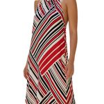Jude Connally Stripe Sleeveless Dress Halter Stretch Loose Shift Fit Size Large Red Photo 1