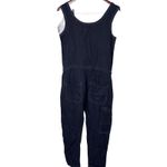 Current/Elliott New Zip Cargo Crop 100% Linen Jumpsuit in Black sz 0 Photo 6