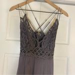 Free People  Adella lace mini slip dress in the color, charcoal size medium Photo 2