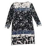 BCBG MaxAzria Womens Size Small White Black Blue Abstract Print 3/4 Sleeve Dress Photo 0