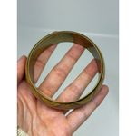 VTG Chevron Zigzag Colorful Rainbow Bangle Bracelet Gold Tone Retro Geometric 3" Photo 1