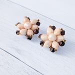 Vintage Clip On Earrings Dusky Pink & Brown Tones Western Germany Photo 2