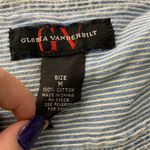 Gloria Vanderbilt Vintage  Denim Romper M Blue Striped Buttons Pockets Elastic Photo 6