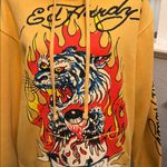 Ed Hardy  Fire Tiger Golden Yellow Hoodie Size Large Photo 3