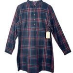 st. john's bay St. John’s Bay Women's Blue Liam Plaid Cotton Tunic Dress Top Size M Photo 0