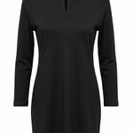 Ralph Lauren  Black Label Black Wool Long Tunic Sweater Top Keyhole Neck Size XL Photo 0