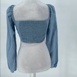 LA Hearts L.A. Hearts Blue Bustier Crop Top XS Long Sleeve Smocked Back V Neck Photo 4