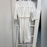 Carbon38 Eyelet Crochet White Kimono Duster Robe Cardigan Belted Size XS NWT Photo 6